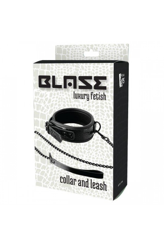 Черный ошейник с поводком Croco Collar and Leash