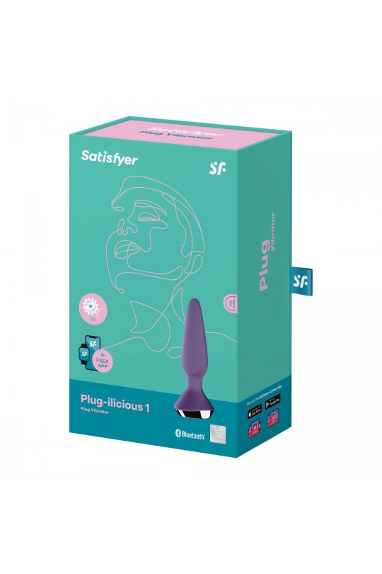Фиолетовая анальная пробка с вибрацией Satisfyer Plug-ilicious 1 - 13,5 см.