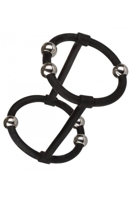 Черная клетка на пенис с бусинами Steel Beaded Silicone Enhancer Cage