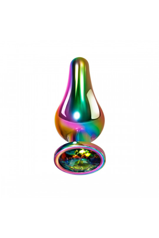 Радужная анальная пробка Rainbow Metal Plug Small - 9,4 см.