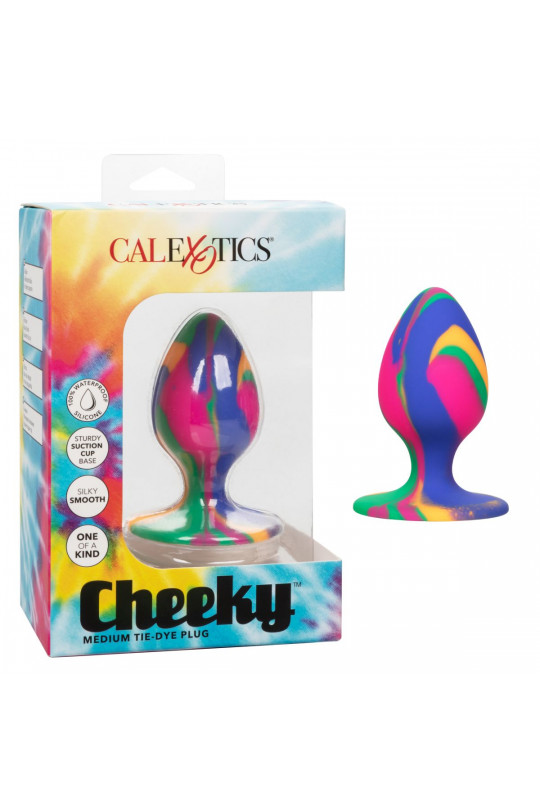 Яркая анальная пробка Cheeky Medium Tie-Dye Plug - 7,5 см.