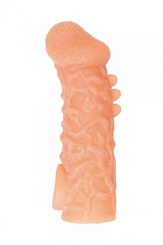 Телесная закрытая насадка с шершавой головкой Cock Sleeve 007 Size S - 13,8 см.