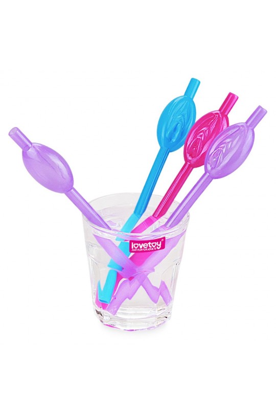 Набор разноцветных трубочек для напитков в виде вагины Pussy Straws - 9 шт.