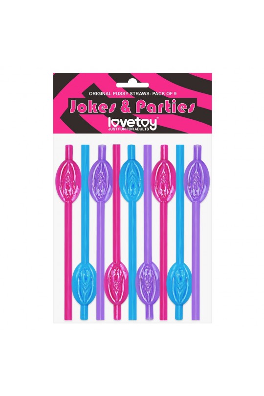 Набор разноцветных трубочек для напитков в виде вагины Pussy Straws - 9 шт.